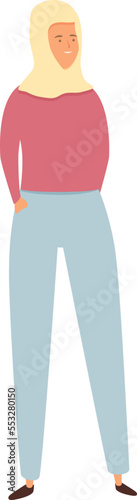 Cute muslim student icon cartoon vector. Asian hijab. Saudi girl