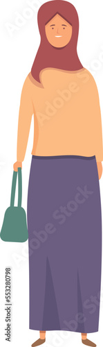Saudi woman icon cartoon vector. Muslim fashion. Female fashion