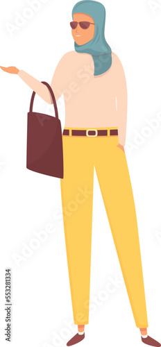 Girl suit icon cartoon vector. Saudi female. Fashion muslim