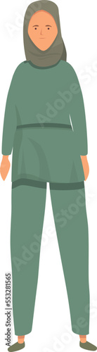 Green muslim fashion icon cartoon vector. Women hijab. Female lady