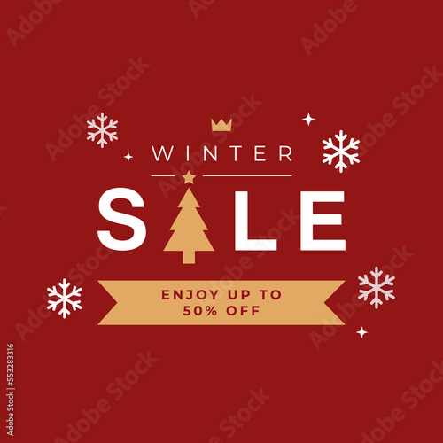 Christmas sale red banner design vector illustration