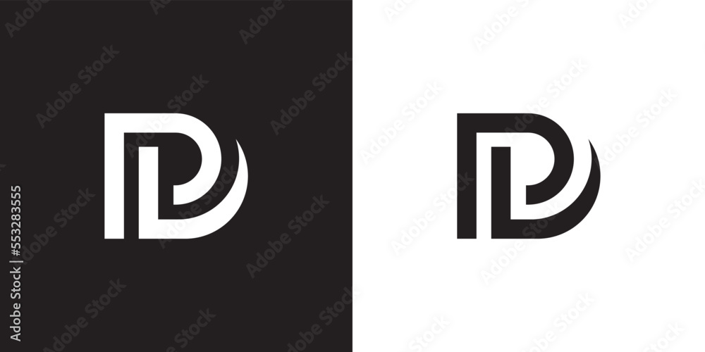 Minimal DP logo. Icon of a PD letter on a luxury background. Logo idea