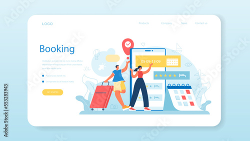 Travel agent web banner or landing page. Tourism specialist selling