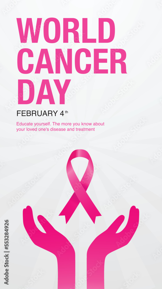 World Cancer day pink ribbon Template