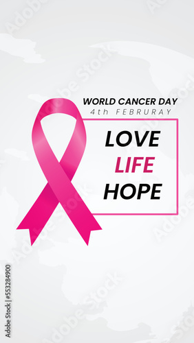 World Cancer Day love & hope ribbon Template