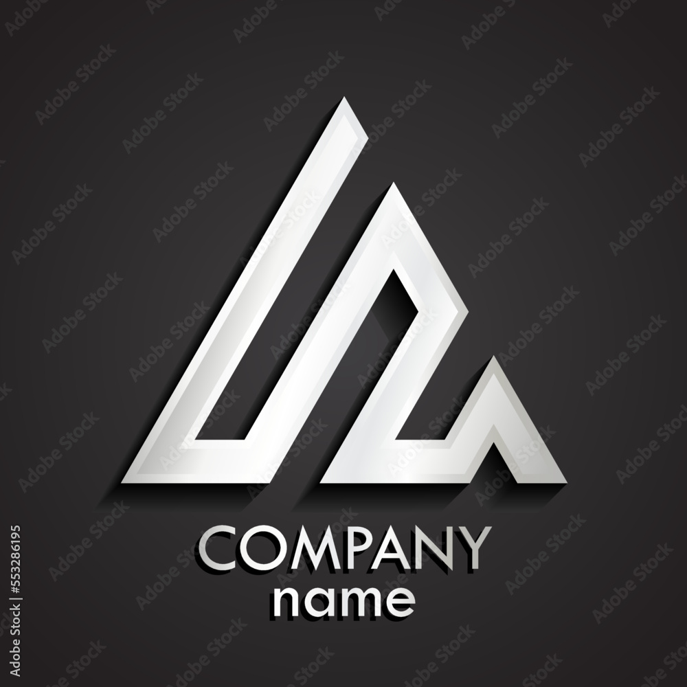 3d silver linear shape geometric triangle logo 3d silver linear shape geometric triangle logo