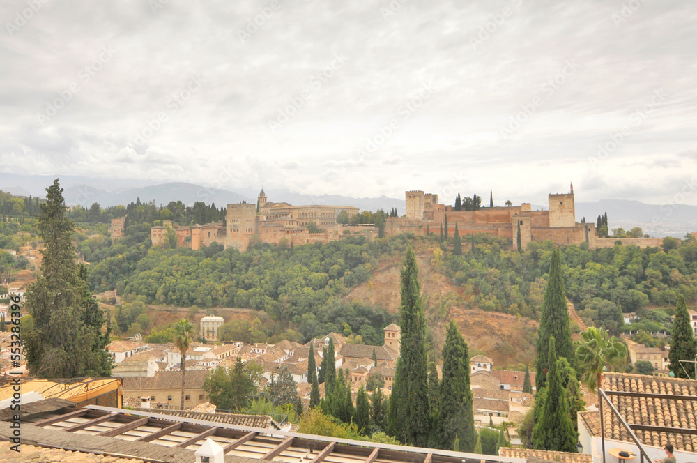 View of the Alhambra castle in Granada, Spain