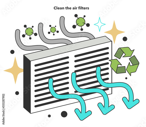 Clean the air filters for energy efficiency at home. Electricity consumption