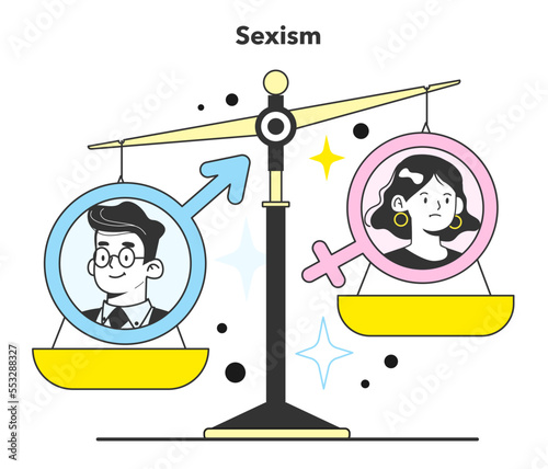 Gender inequality concept. Bias and sexism in workplace or social communication.