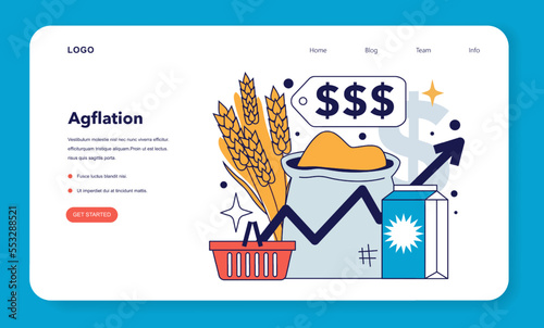 Agflation web banner or landing page. Food prices increase at a greater