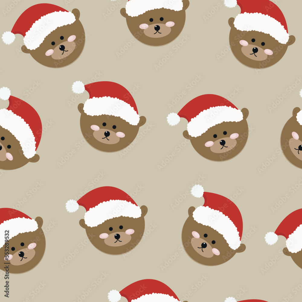 cute christmas seamless pattern with a bear in a hat cute christmas seamless pattern with a bear in a hat