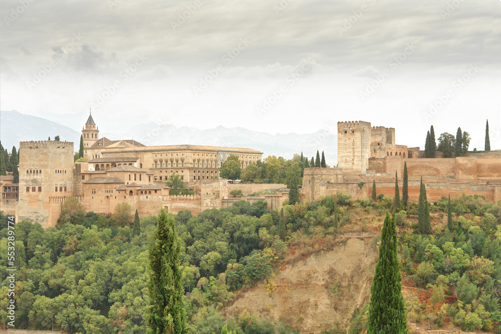 View of the Alhambra castle in Granada, Spain