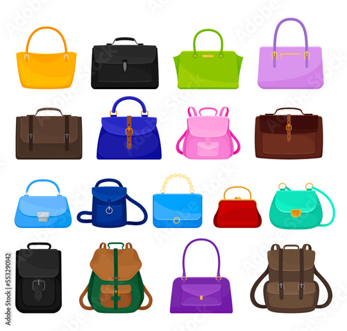 Different Handbags as Fashion Accessory Big Vector Set