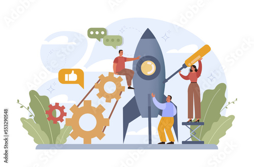 Rocket launch concept. Business start up or succesful project progress