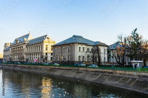 Historic building architecture in Bucharest, Romania, 2022