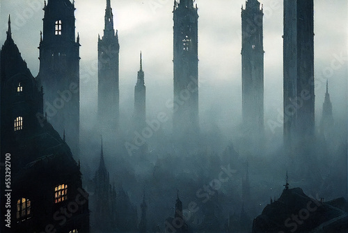 city in the fog