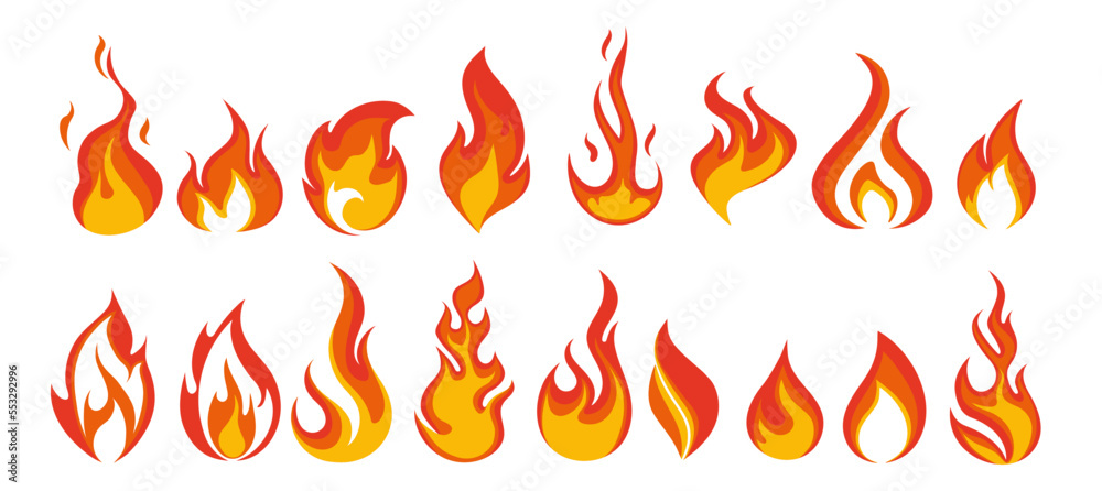 Fotografie Vector fire icons set on white background