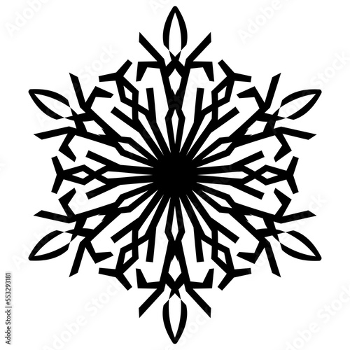 Snow flake illustration. Christmas ornament, decorative design. PNG with transparent background.