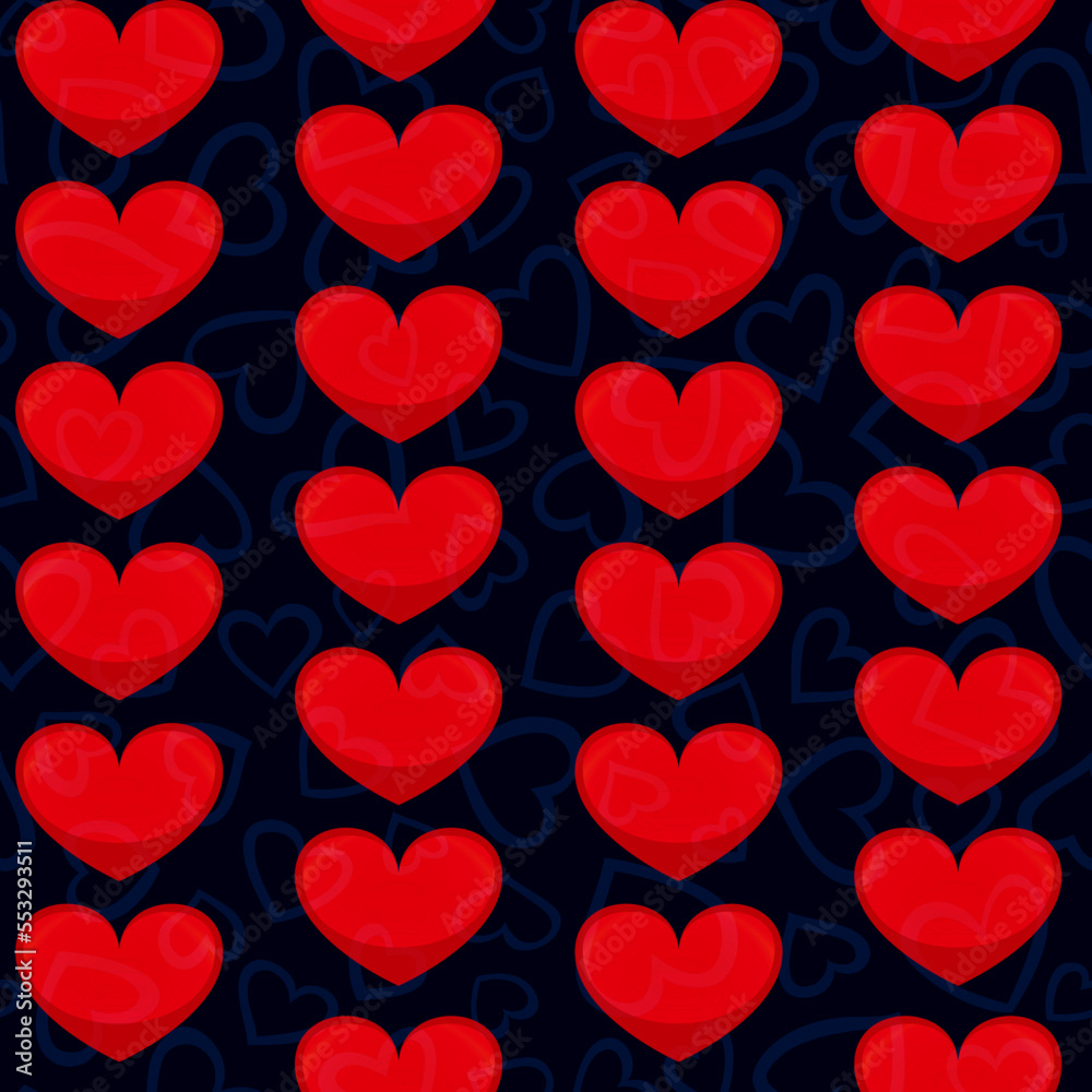 seamless background with hearts, vector 