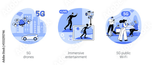 5G use cases isolated cartoon vector illustrations se