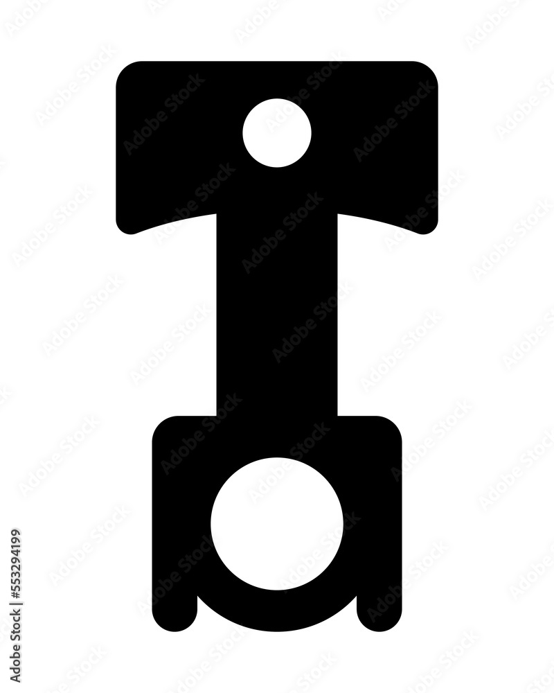 Piston and connecting rod. Vector icon isolated on white background.