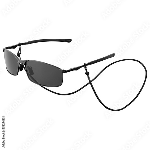 summer dark sunglasses with a strap on an isolated background