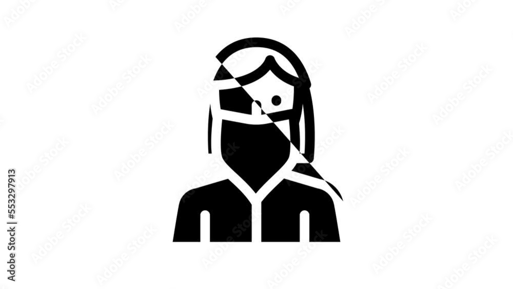 bearded madam line icon animation