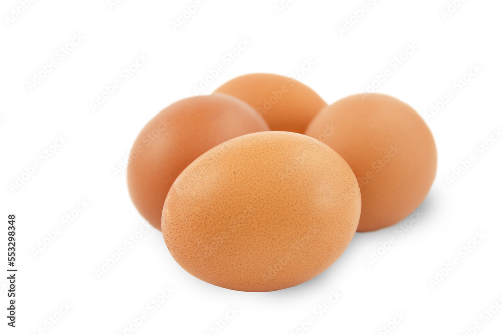 Several fresh brown eggs isolated on a white background. Several fresh brown eggs isolated on a white background.