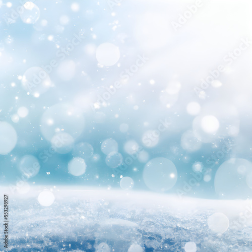 blue christmas background with snowflakes. Generative AI. © POKPAK