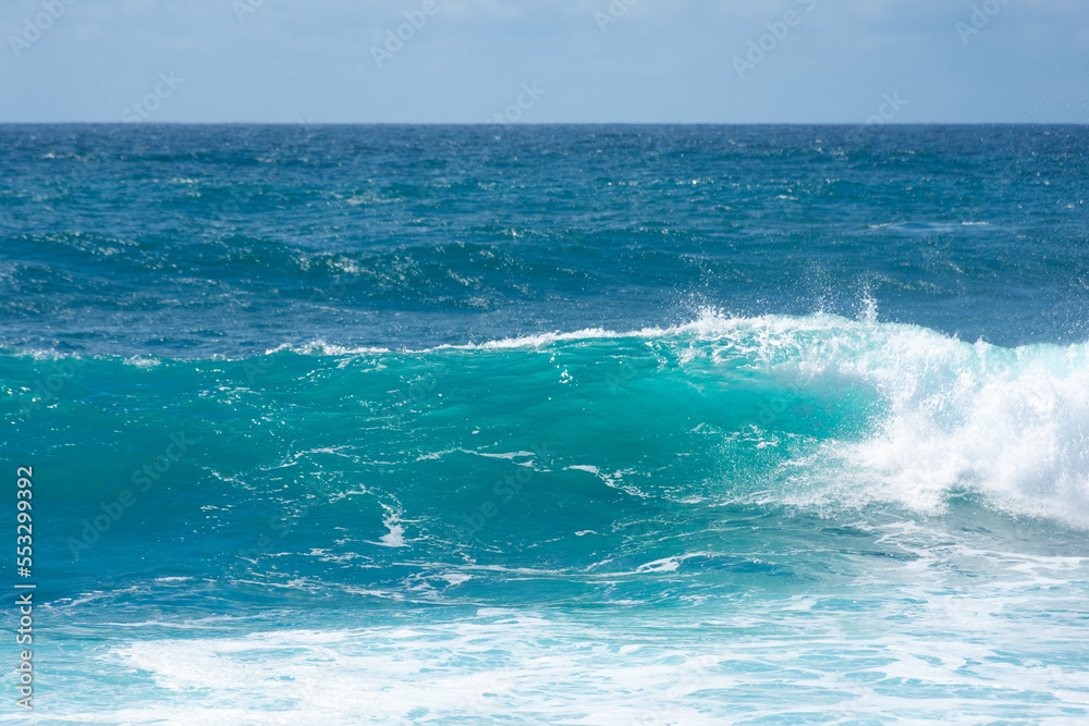 Powerful waves on the beach of Lanzarote island, Atlantic Ocean,  Canary Islands in Spain