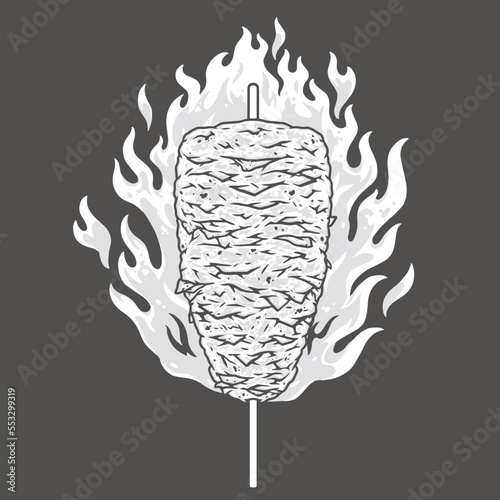 Doner meat colorful logotype detailed