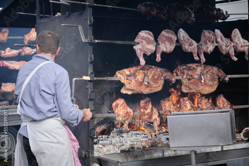 Rotisserie dans une foire en Normandie