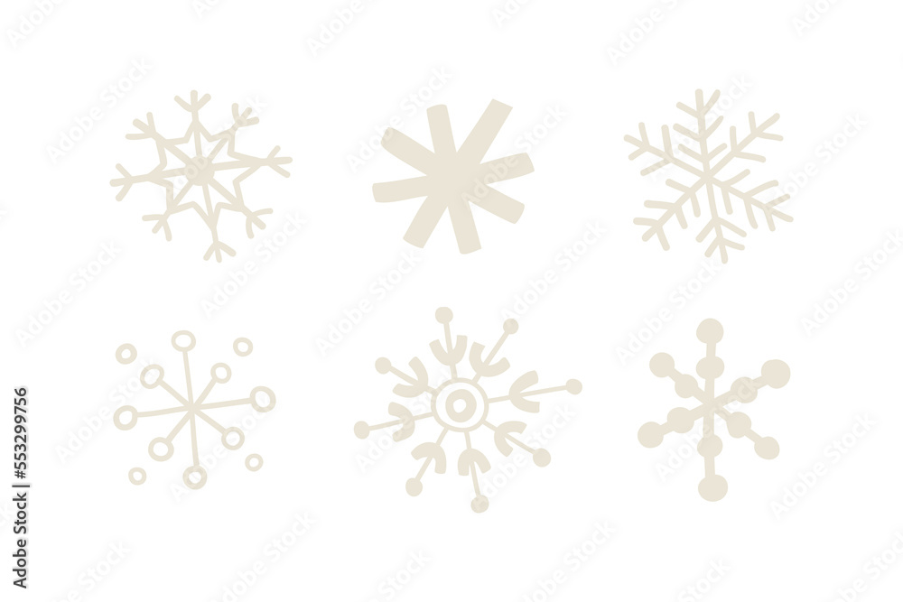 set of snowflakes. hand drawn vector illustration in flat style. set of snowflakes. hand drawn vector illustration in flat style.