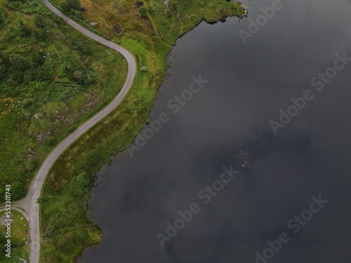 Road meets lake