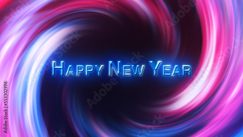 3D Digital Galaxy background, red and blue waves. Happy new year tittle. Abstract Wave Background. Red Blue Tunnel. Space Motion, Swirl. 3D Digital Galaxy. 3D Digital Galaxy. Happy New Year3D Digital 