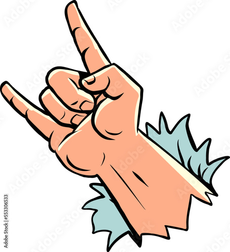 male hand rock gesture goat, music fans emotions delight support. Freedom symbol