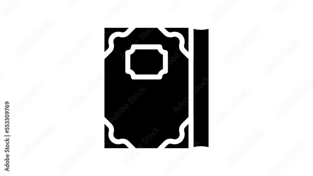 diary with gold inserts line icon animation