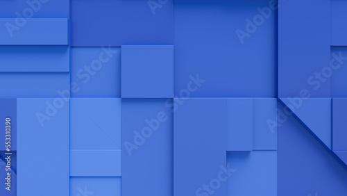 Various 3D Blocks arranged to create a wall. Blue Futuristic background .