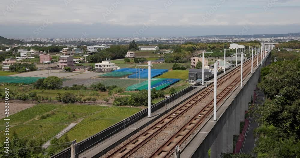 Taiwan High Speed Rail travel though the countryside in Taiwan