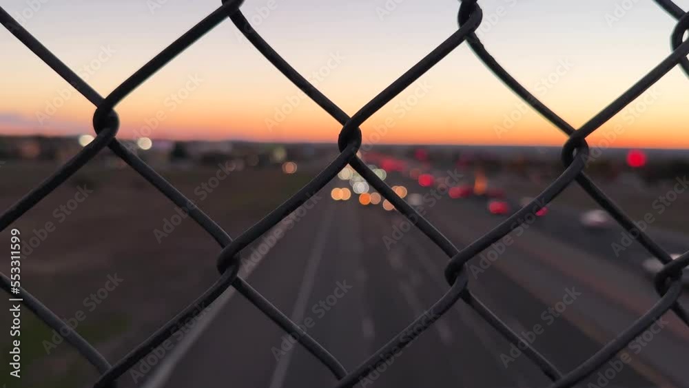 Urban Freeway Through Fence City Scene Urban Freeway Through Fence City Scene