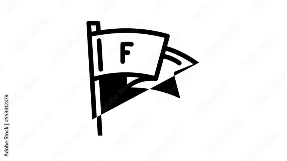 flag fan accessory line icon animation