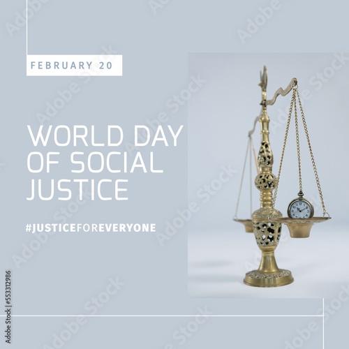 Composition of world day of social justice text and justice scales