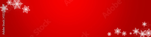 White Snowfall Vector Red Panoramic Background.