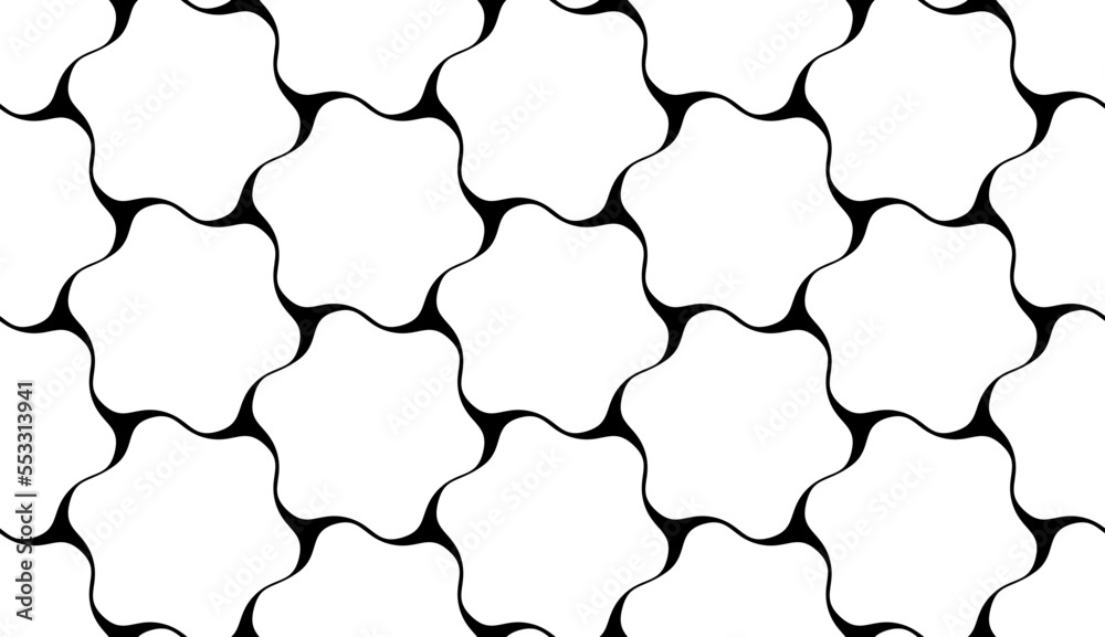 Abstract Seamless Wavy Lines Pattern. Black and White Texture.