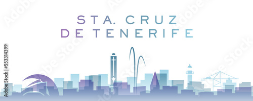 Santa Cruz Tenerife Transparent Layers Gradient Landmarks Skyline