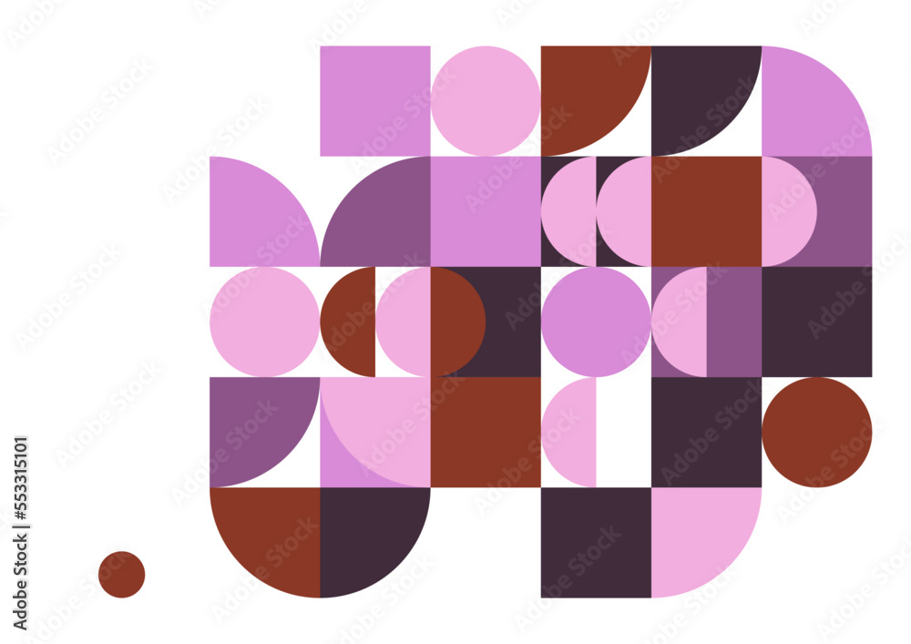 Fototapeta premium Abstract colorful flat mixed geometric mosaic template background with copy space for text. Vector illustration