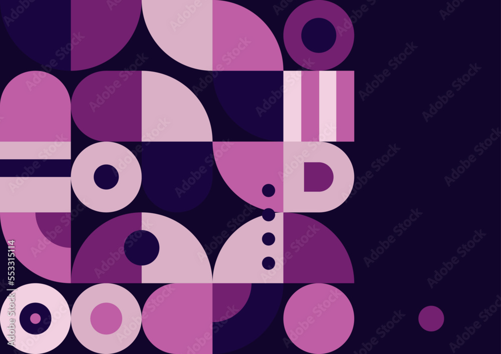 Abstract colorful flat mixed geometric mosaic template background with copy space for text. Vector illustration