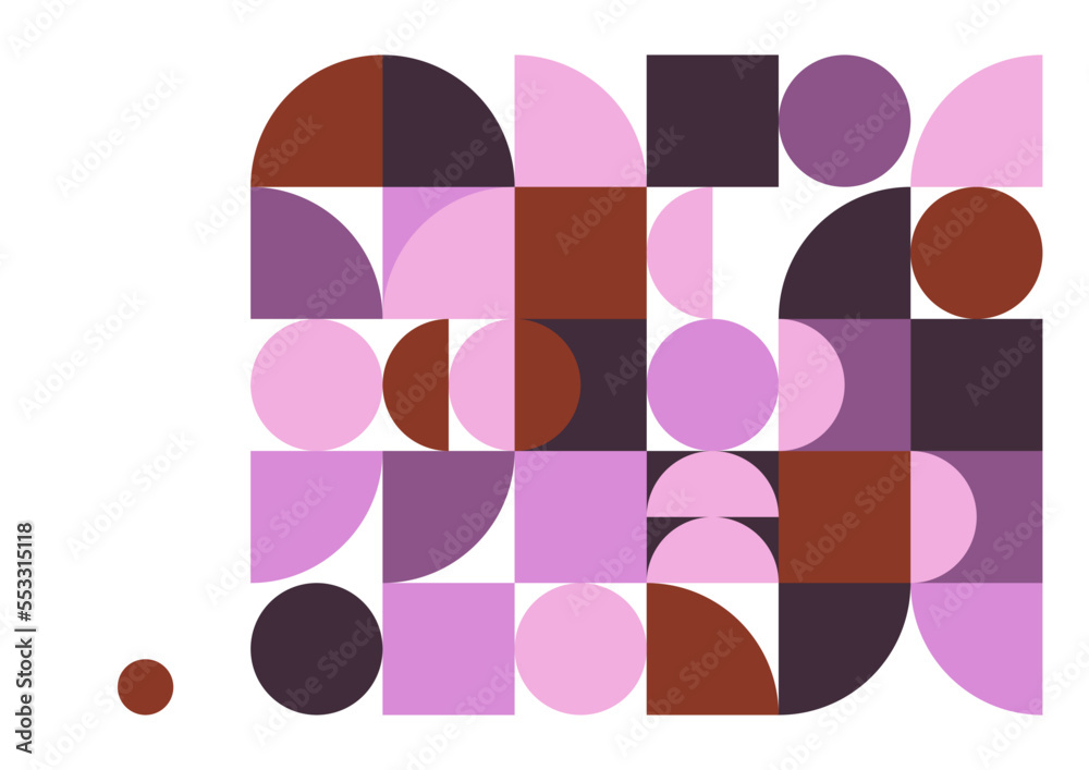 Fototapeta premium Abstract colorful flat mixed geometric mosaic template background with copy space for text. Vector illustration