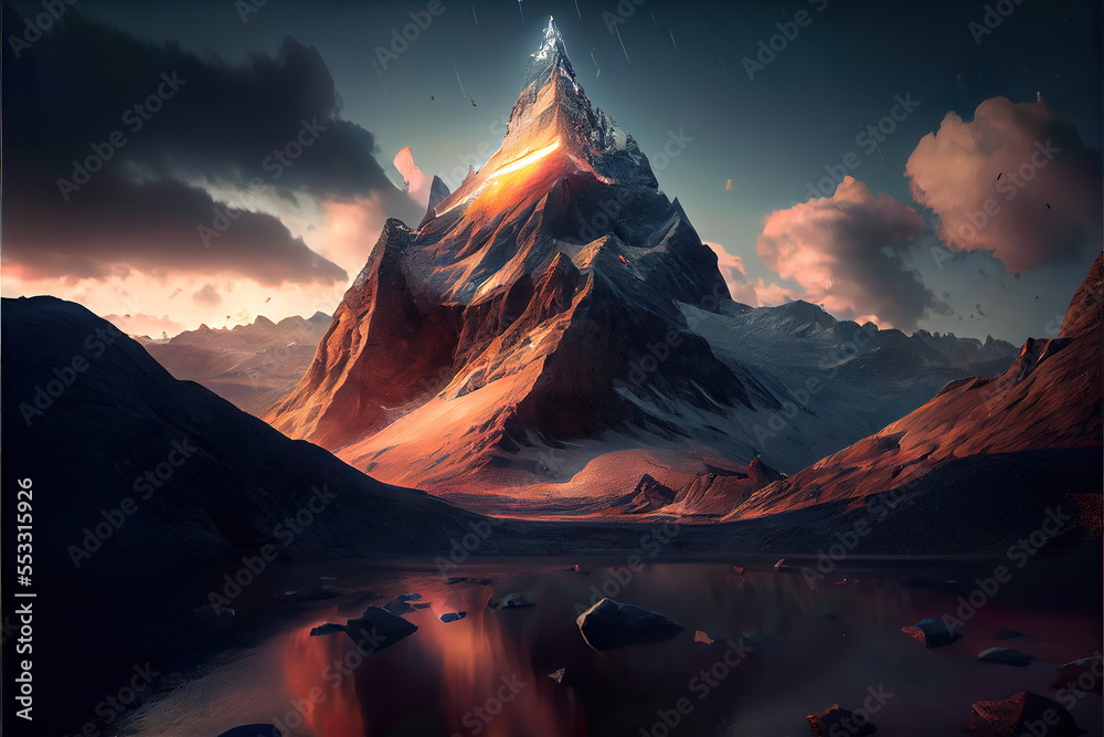 beautiful mountain peak landscape as wallpaper header background