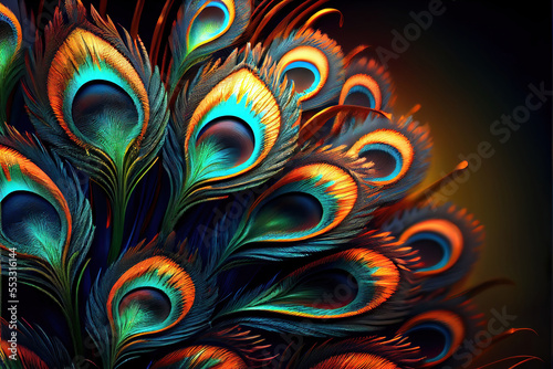 Fototapeta Naklejka Na Ścianę i Meble -  beautiful colorful abstract peacock feather background as header wallpaper